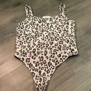 Aritzia Leopard Print Bodysuit - Black and Cream